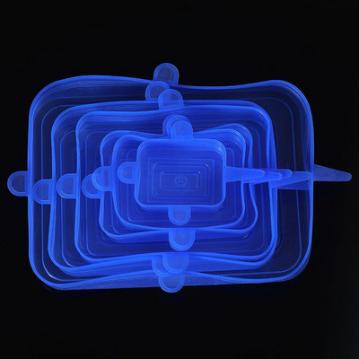 6 vnt. pritaikomas dangtelis, silikoninis dangtelis, maisto dangteliai, elastingi švieži mikrobangų krosnelės dangteliai, tamprus silikoninis dangtelis virtuvės reikmenims, stiklainių dangteliai