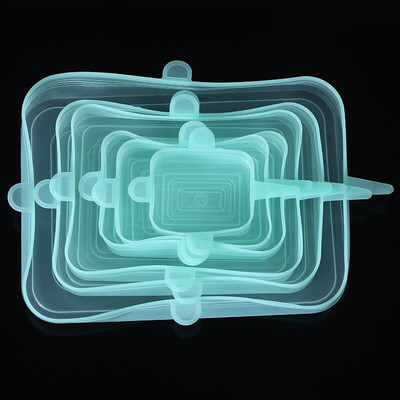 6 vnt. pritaikomas dangtelis, silikoninis dangtelis, maisto dangteliai, elastingi švieži mikrobangų krosnelės dangteliai, tamprus silikoninis dangtelis virtuvės reikmenims, stiklainių dangteliai