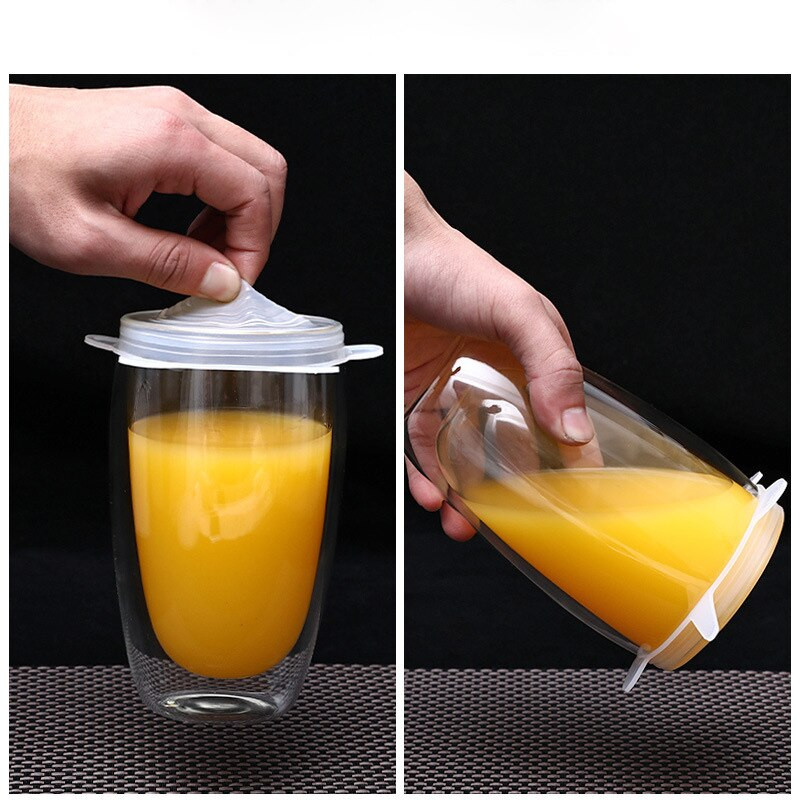 6 vnt. pritaikomas dangtelis, silikoninis dangtelis, maisto dangteliai, elastingi švieži mikrobangų krosnelės dangteliai, tamprus silikoninis dangtelis virtuvės reikmenims, stiklainių dangteliai