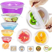 Maisto konservavimo dangtelis Silikoninis dangtelis Elastingas Stratchy Vaisių Daržovių Universalus Indas Šviežias Dangtis Mikrobangų krosnelės dangtelis Šildomas 6vnt