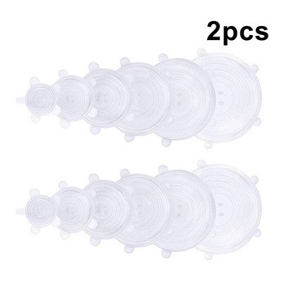 Maisto konservavimo dangtelis Silikoninis dangtelis Elastingas Stratchy Vaisių Daržovių Universalus Indas Šviežias Dangtis Mikrobangų krosnelės dangtelis Šildomas 6vnt