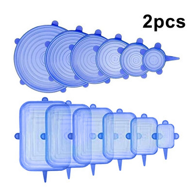 Maisto konservavimo dangtelis Silikoninis dangtelis Elastingas Stratchy Vaisių Daržovių Universalus Indas Šviežias Dangtis Mikrobangų krosnelės dangtelis Šildomas 6vnt