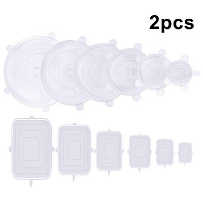 Maisto konservavimo dangtelis Silikoninis dangtelis Elastingas Stratchy Vaisių Daržovių Universalus Indas Šviežias Dangtis Mikrobangų krosnelės dangtelis Šildomas 6vnt