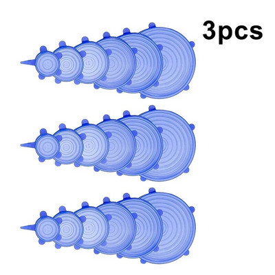 Maisto konservavimo dangtelis Silikoninis dangtelis Elastingas Stratchy Vaisių Daržovių Universalus Indas Šviežias Dangtis Mikrobangų krosnelės dangtelis Šildomas 6vnt