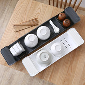 Raft extensibil pentru cada de baie Tava de baie Tava de dus Tava de depozitare Suport pentru prosoape Carte cu vin Suport telefon reglabil Organizator