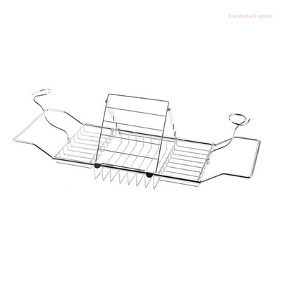 Suport de cadă telescopic din metal multifuncțional, antiderapant, retractabil, suport pentru cărți pentru pahar de vin, suport pentru tavă de baie pentru duș