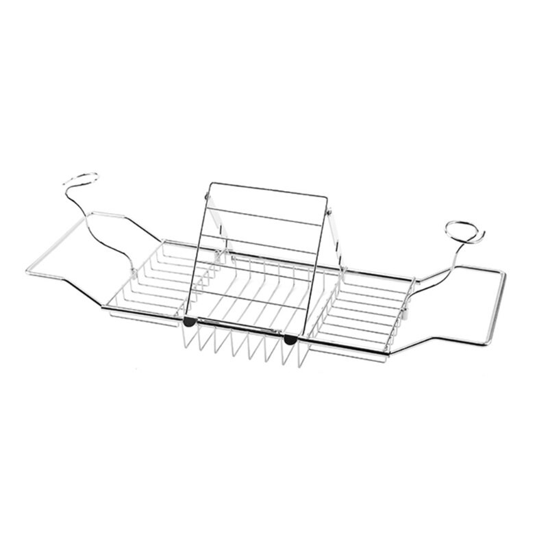 Suport de cadă telescopic din metal multifuncțional, antiderapant, retractabil, suport pentru cărți pentru pahar de vin, suport pentru tavă de baie pentru duș