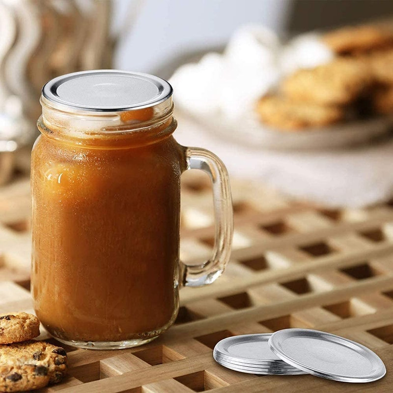 24 de capace de schimb pentru borcane Mason cu inele de etanșare din silicon, reutilizabile pentru conserve cu gură lată obișnuită de 70/86 mm