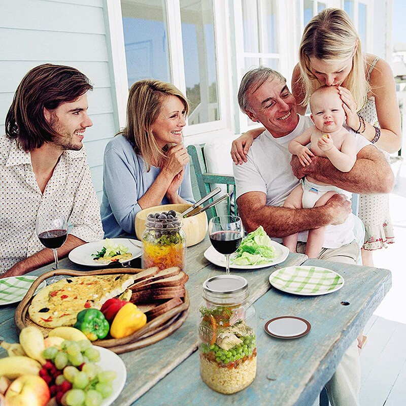 24 de capace de schimb pentru borcane Mason cu inele de etanșare din silicon, reutilizabile pentru conserve cu gură lată obișnuită de 70/86 mm