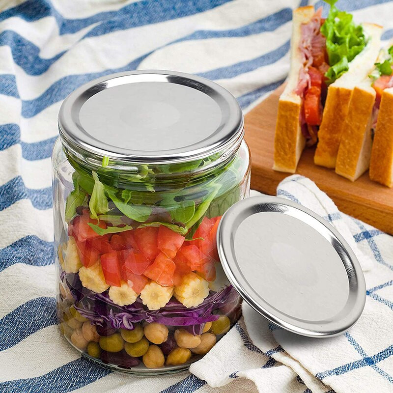 24 de capace de schimb pentru borcane Mason cu inele de etanșare din silicon, reutilizabile pentru conserve cu gură lată obișnuită de 70/86 mm