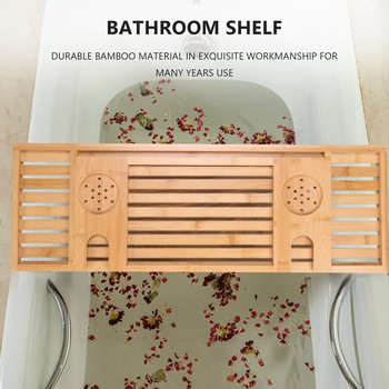Ξύλινος δίσκος μπάνιου Ράφια μπάνιου Εφαρμογή για μαξιλάρι/βιβλίο/ταμπλέτα Μπάνια σπιτιού Αξεσουάρ Βάση βάσης για ράφι μπανιέρας