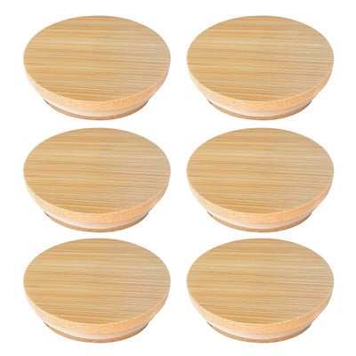 6PCS Естествени бамбукови капачки за буркани за кисело мляко за Oui Декоративен капак за буркан с модел на роза с уплътнителни пръстени за магазин за закуски Бисквитка