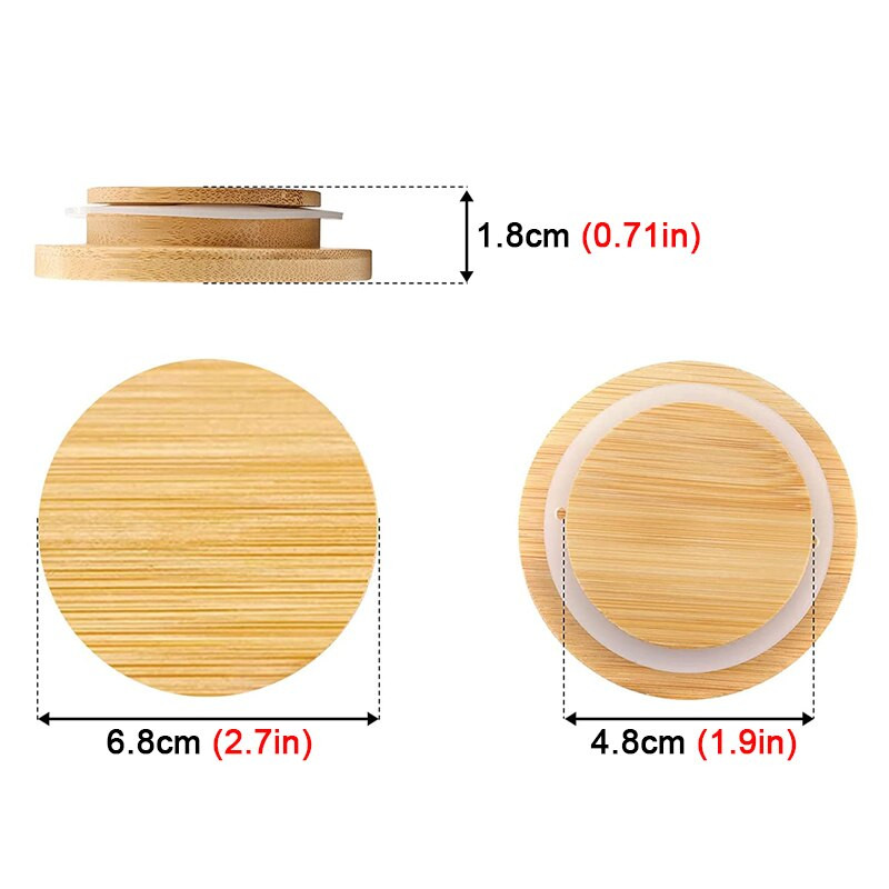 6PCS Естествени бамбукови капачки за буркани за кисело мляко за Oui Декоративен капак за буркан с модел на роза с уплътнителни пръстени за магазин за закуски Бисквитка