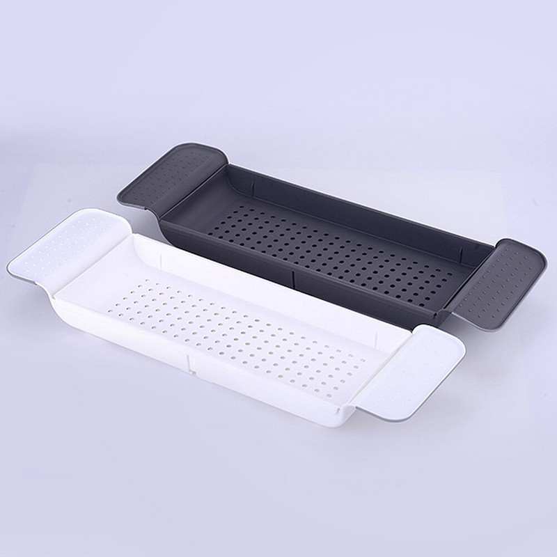 Tavă pentru cadă Organizator pentru cadă Raft extensibil Raft pentru masă Suport coș chiuvetă peste colț de uscare