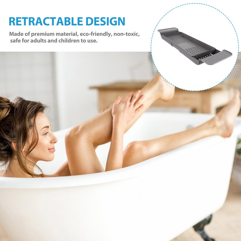 Tavă pentru cadă Organizator pentru cadă Raft extensibil Raft pentru masă Suport coș chiuvetă peste colț de uscare