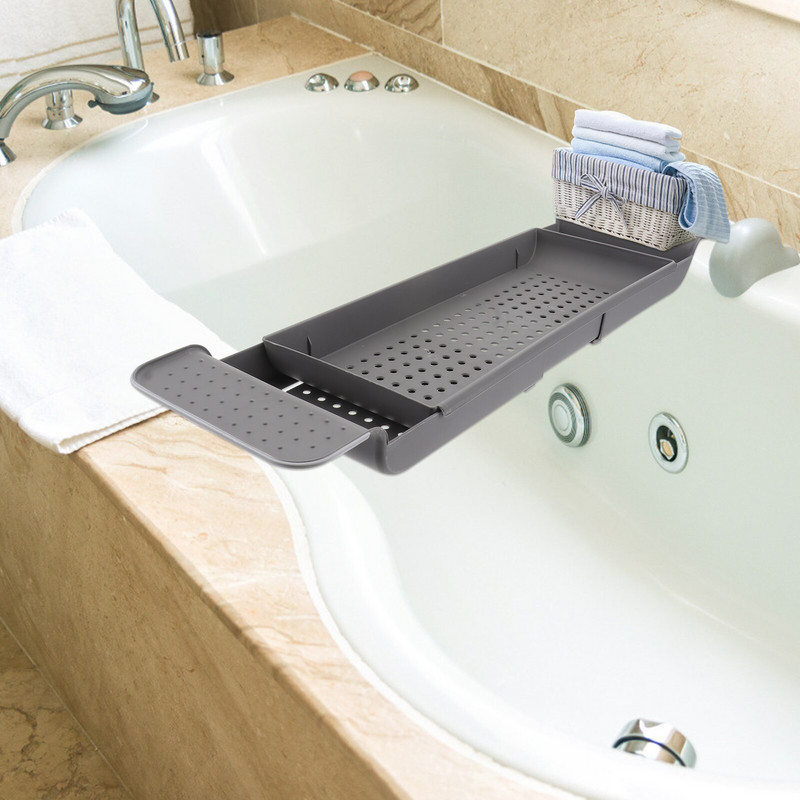 Tavă pentru cadă Organizator pentru cadă Raft extensibil Raft pentru masă Suport coș chiuvetă peste colț de uscare