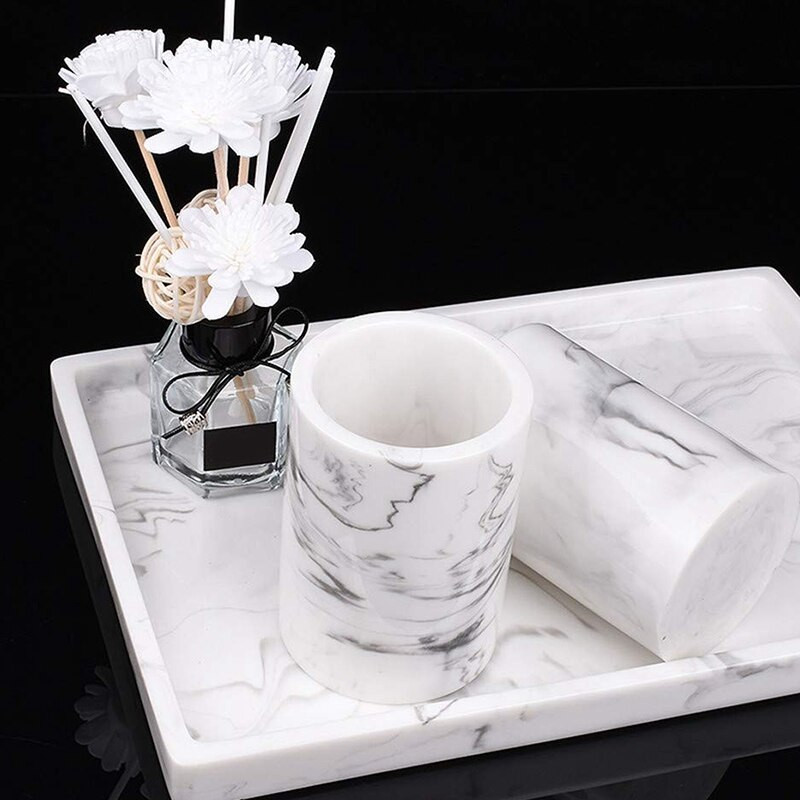 piperetálca, WC-tartály tárolótálca, műgyanta kádtálca Fürdőszoba tálca márványmintás tálca, kozmetikai rendszerező kendőkhöz, gyertya