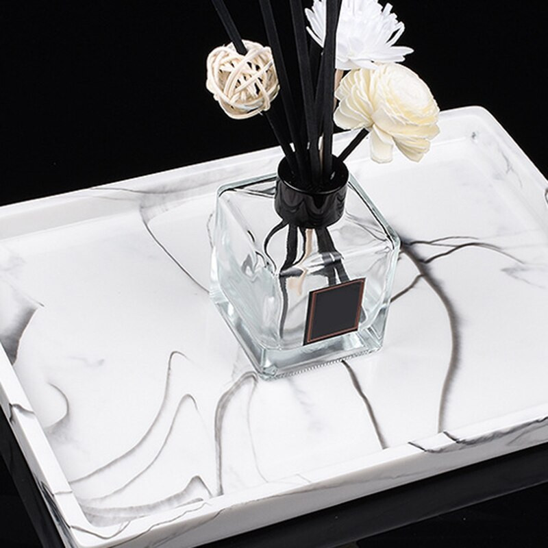 Tavă de toaletă, tavă de depozitare a rezervorului de toaletă, tavă de baie din rășină Tavă de baie Tavă cu model de marmură, organizator de toaletă pentru șervețele, Candl