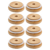 Capace Borcan Mason Capac Paie de sticlă Cutie Bere Gură Lemn Lat Lemn Canningcover Orificiu pentru pahare Borcane de bambus Înlocuire de sifon reutilizabil