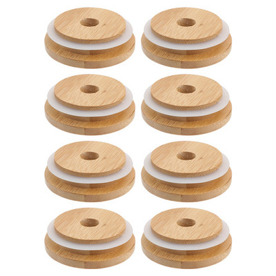 Capace Borcan Mason Capac Paie de sticlă Cutie Bere Gură Lemn Lat Lemn Canningcover Orificiu pentru pahare Borcane de bambus Înlocuire de sifon reutilizabil