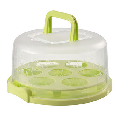 Nešiojami plastikiniai apvalūs keksiukų konteineriai desertinių pyragų laikymo dėžutės rankiniai nešikliai virtuvės reikmenys