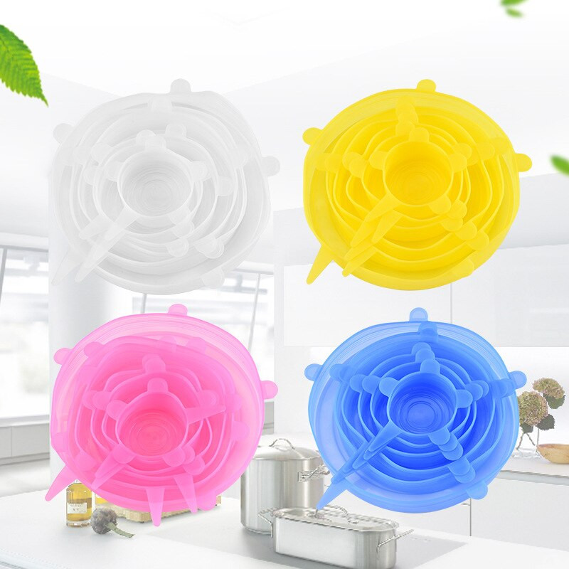 12 db Újrafelhasználható szilikon edény fedeles tál fedelek csomagoló nyújtható tartósító fólia készlet konyhai eszközök