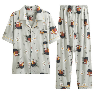 Pijamale bărbați cu imprimeu din două piese