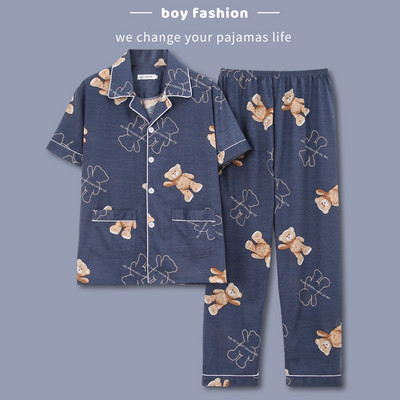 Pijamale bărbați cu imprimeu din două piese