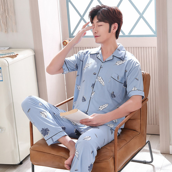 Pijamale bărbați cu imprimeu din două piese