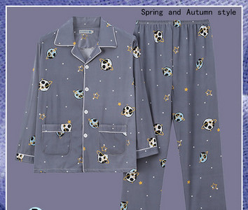 Pijamale pentru bărbați cu guler și buzunar clasic