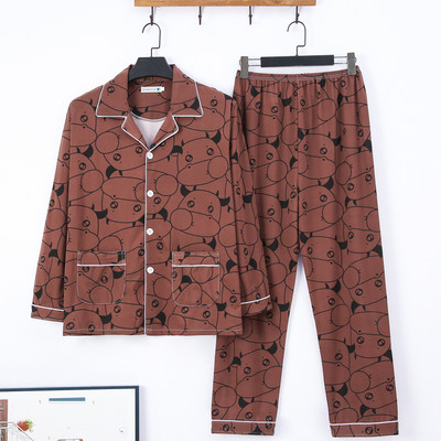 Pijamale pentru bărbați cu guler și buzunar clasic