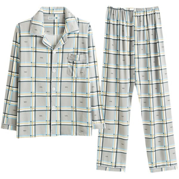 Pijamale pentru bărbați cu guler și buzunar clasic