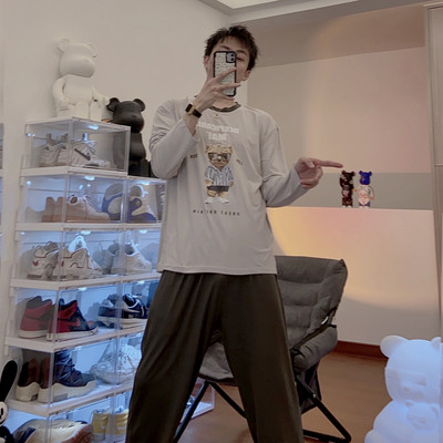 Pijama bărbătească din două piese - cu buzunar și guler clasic