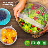 6 vnt. Pritaikomas dangtelis silikoninis dangtelis maisto dangteliai Elastingi Stratchy Fresh mikrobangų dangteliai tamprus silikoninis dangtelis virtuvės reikmenims