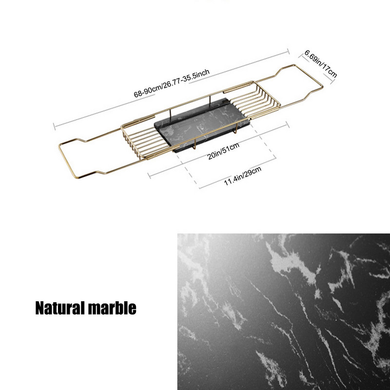 Nerūdijančio plieno vonios padėklas išplečiamas vonios organizatorius Prabangus aukso spalvos reguliuojamas vonios dušo vonios lentynos Vonios priedai