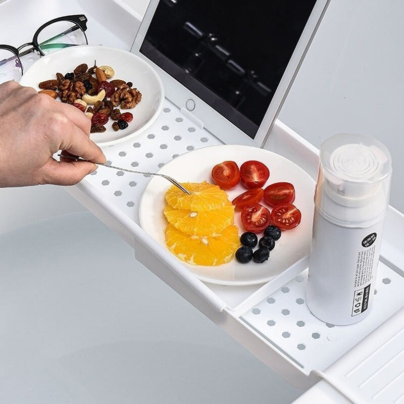 Stalak za odlaganje kade na uvlačenje Posuda za kadu Polica za kadu Višenamjenski kupaonski alati Polica za odlaganje ručnika Držač odvoda za kuhinjski sudoper