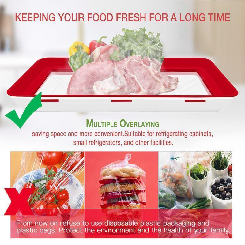 4 db kreatív élelmiszer tartósító tálca Vákuumos frissentartó tányér Élelmiszer friss tároló edény Négyzet alakú okos tálca ételtálca