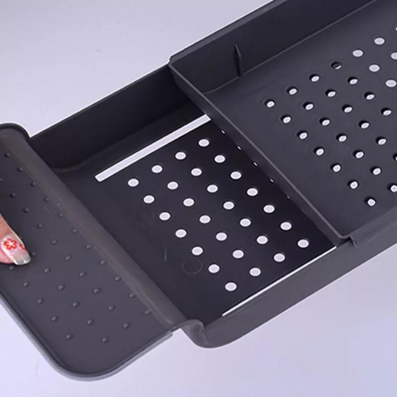 Paprastas ir praktiškas ištraukiamas nutekėjimo vonios rėmas Vonios plastikinis vonios lentyna laikymo stovas Vonios padėklas Vonios lentyna