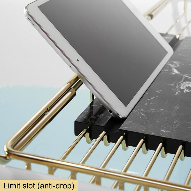 Tavă pentru cadă de baie din oțel inoxidabil Suporturi pentru cadă din oțel inoxidabil Rafturi pentru cadă reglabile și detașabile Duș auriu de lux