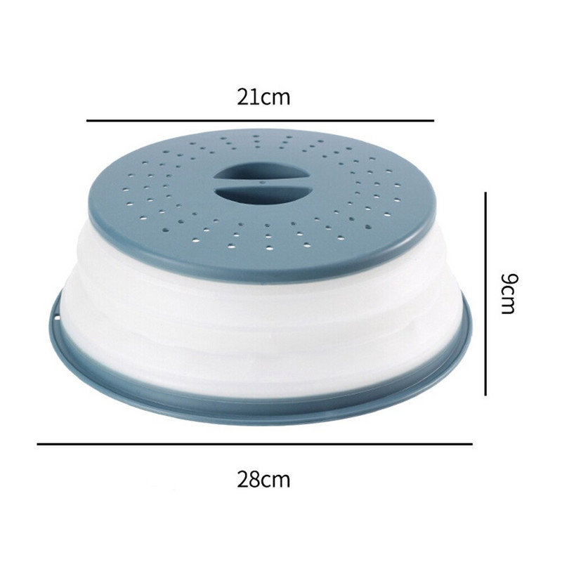 Sulankstomas mikrobangų krosnelės dangtelis sulankstomas silikoninis mikrobangų lėkštės dangtelis, koštuvas vaisinėms daržovėms 10,5 colio