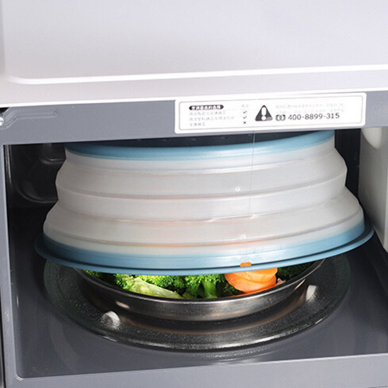 Sulankstomas mikrobangų krosnelės dangtelis sulankstomas silikoninis mikrobangų lėkštės dangtelis, koštuvas vaisinėms daržovėms 10,5 colio