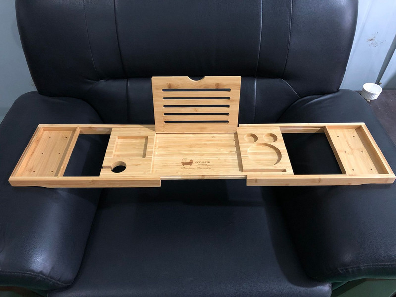 Podesivi stalak za kadu od bambusa i drveta