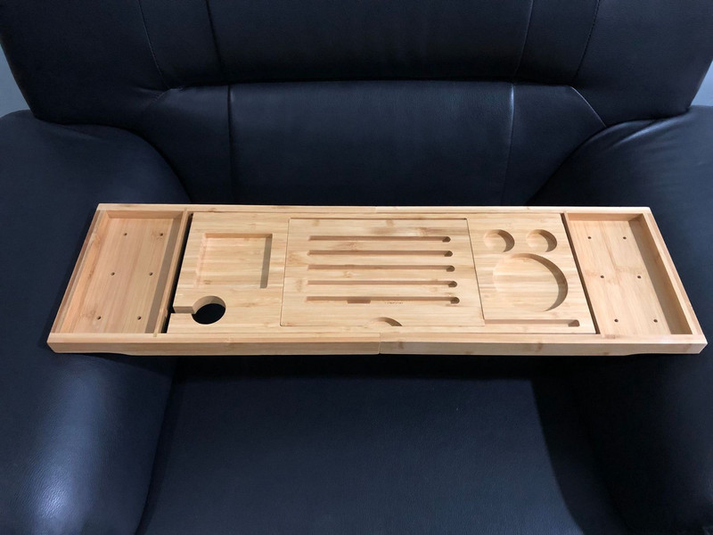 Podesivi stalak za kadu od bambusa i drveta