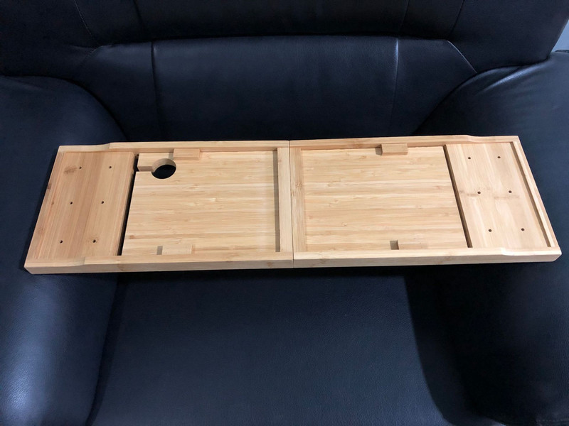 Podesivi stalak za kadu od bambusa i drveta