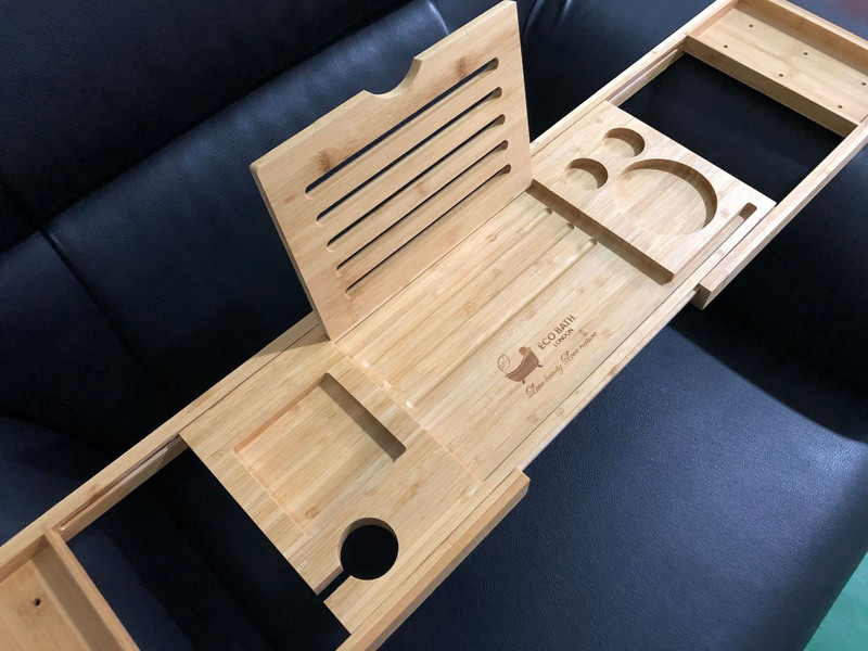 Podesivi stalak za kadu od bambusa i drveta