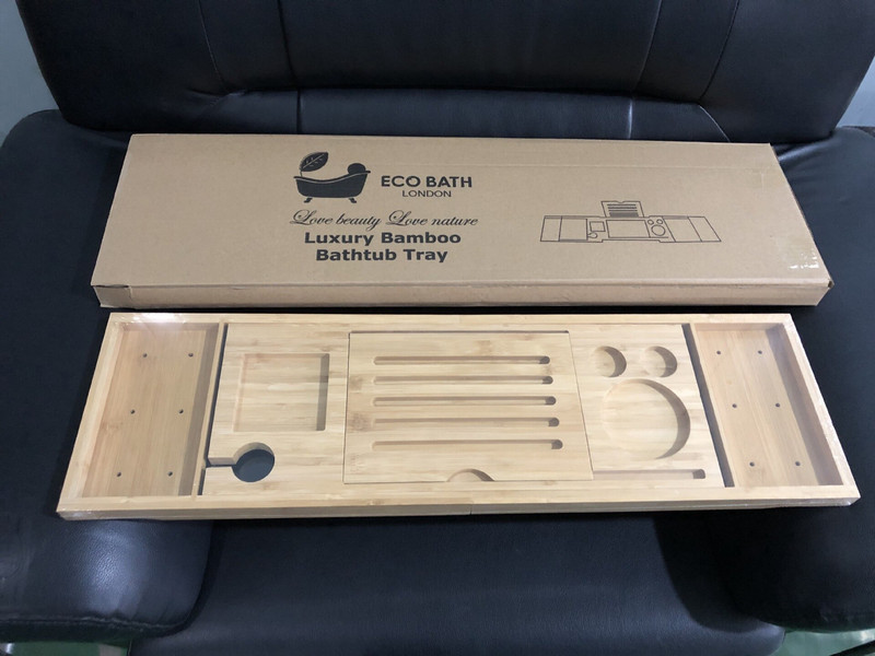 Podesivi stalak za kadu od bambusa i drveta