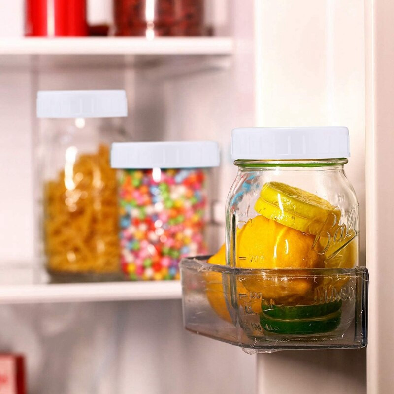 Műanyag normál szájú befőttesüveg fedelek golyókhoz, kerrekhez és egyéb élelmiszerekhez, fehér műanyag tároló kupakok 20 db