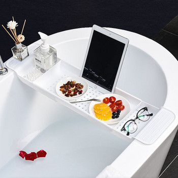 Πολυλειτουργικός δίσκος μπανιέρας Ράφι Θήκες νεροχύτη κουζίνας Βιβλίο μπάνιου Τηλέφωνο κρασιού Θήκη tablet Μπανιέρα Πλαστική αναδιπλούμενη σχάρα αποθήκευσης