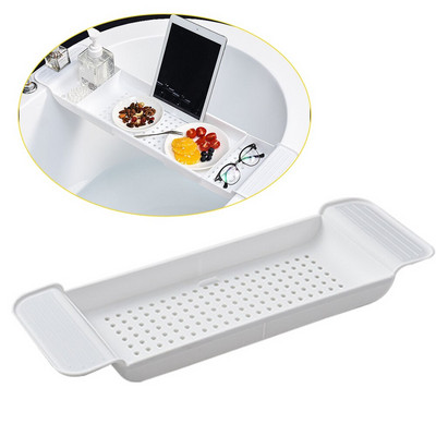 Multifunkčný držiak na vaňu, držiak na kuchynský drez, držiak na knihy, víno, telefón, tablet, plastový výsuvný úložný stojan do vane