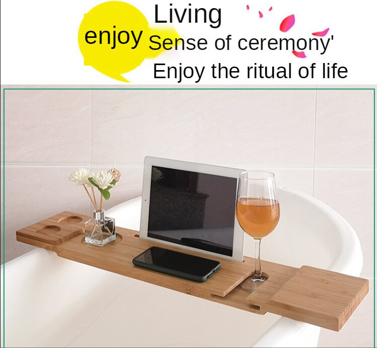 Spa kada za kadu od bambusa Držač za vino Neklizajuće donje strane Dodaci za kupaonicu Višenamjenski stalak za kadu Alat za držač